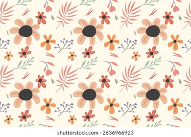 beautiful summer flower pattern with orange hues