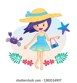 Beautiful summer girl on beach, Beach girl in vacation.