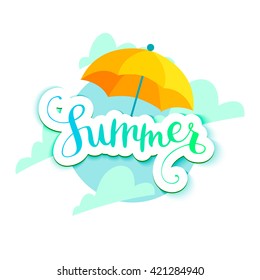 Beautiful summer illustration with the inscription summer. Lettering, vector.