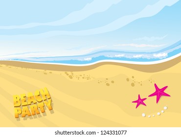 beautiful summer illustrations with star and shells . beach party vector flyer. summer beach vector background.