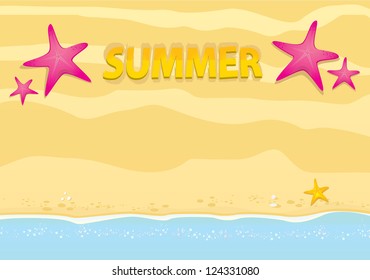beautiful summer illustrations with star and shells . beach party vector flyer. summer beach vector background.