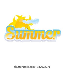 beautiful summer illustrations . vector summer label. summer icon with sun and clouds.