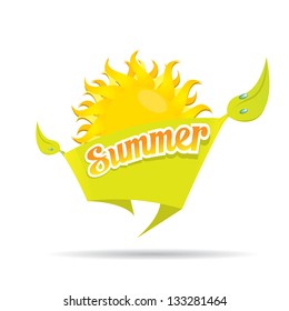 beautiful summer illustrations . vector summer label. summer icon with sun and clouds.