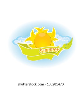 beautiful summer illustrations . vector summer label. summer icon with sun and clouds.