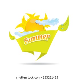 beautiful summer illustrations . vector summer label. summer icon with sun and clouds.