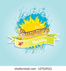beautiful summer illustrations . vector summer label. summer icon with sun and clouds.