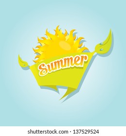 beautiful summer illustrations . vector summer label. summer icon with sun and clouds.