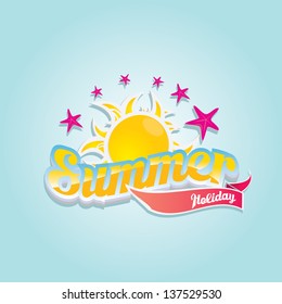 beautiful summer illustrations . vector summer label. summer icon with sun and clouds.