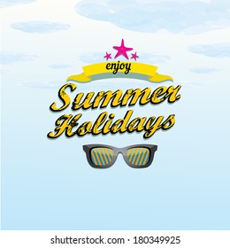 beautiful summer illustrations . vector summer label. summer icon with clouds.
