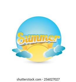 beautiful summer illustrations . vector summer label. summer icon with sun and clouds. Stylized design element. Background design for banner, poster, flyer, cover, brochure. Logo design.