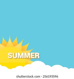 beautiful summer illustrations . vector summer label. summer icon with sun and clouds.