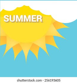 beautiful summer illustrations . vector summer label. summer icon with sun and clouds.
