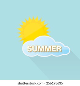 beautiful summer illustrations . vector summer label. summer icon with sun and clouds.