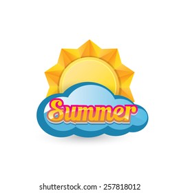 beautiful summer illustrations . vector summer label. summer icon with sun. Stylized design element. Background design for banner, poster, flyer, cover, brochure. Logo design. 