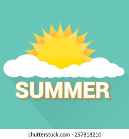 beautiful summer illustrations . vector summer label. summer icon with sun and clouds.
