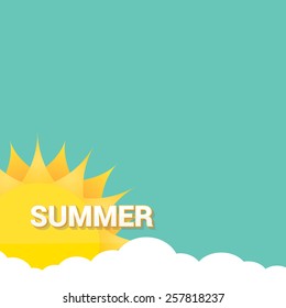 beautiful summer illustrations . vector summer label. summer icon with sun and clouds.