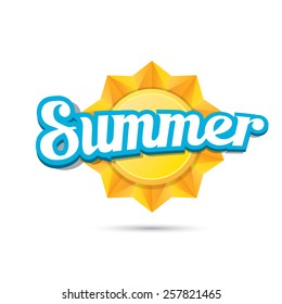 beautiful summer illustrations . vector summer label. summer icon with sun. Stylized design element. Background design for banner, poster, flyer, cover, brochure. Logo design. 