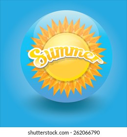 beautiful summer illustrations . vector summer label. summer icon with sun. Stylized design element. Background design for banner, poster, flyer, cover, brochure. Logo design.
