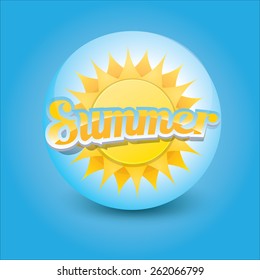 beautiful summer illustrations . vector summer label. summer icon with sun. Stylized design element. Background design for banner, poster, flyer, cover, brochure. Logo design.