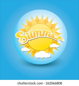 beautiful summer illustrations . vector summer label. summer icon with sun. Stylized design element. Background design for banner, poster, flyer, cover, brochure. Logo design.
