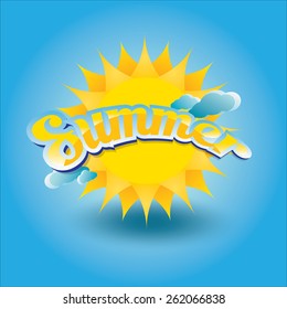 beautiful summer illustrations . vector summer label. summer icon with sun. Stylized design element. Background design for banner, poster, flyer, cover, brochure. Logo design.