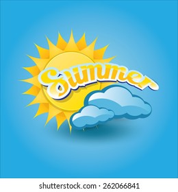 beautiful summer illustrations . vector summer label. summer icon with sun. Stylized design element. Background design for banner, poster, flyer, cover, brochure. Logo design.