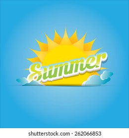 beautiful summer illustrations . vector summer label. summer icon with sun. Stylized design element. Background design for banner, poster, flyer, cover, brochure. Logo design.