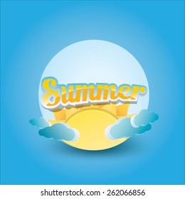 beautiful summer illustrations . vector summer label. summer icon with sun. Stylized design element. Background design for banner, poster, flyer, cover, brochure. Logo design.