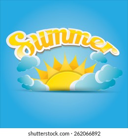 beautiful summer illustrations . vector summer label. summer icon with sun. Stylized design element. Background design for banner, poster, flyer, cover, brochure. Logo design.