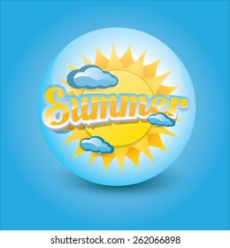 beautiful summer illustrations . vector summer label. summer icon with sun. Stylized design element. Background design for banner, poster, flyer, cover, brochure. Logo design.