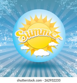 beautiful summer illustrations . vector summer label on grunge background. summer icon with sun. vintage summer poster template