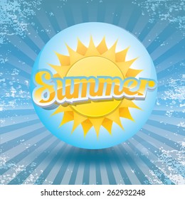beautiful summer illustrations . vector summer label on grunge background. summer icon with sun. vintage summer poster template