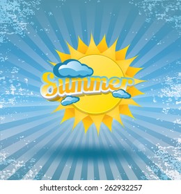 beautiful summer illustrations . vector summer label on grunge background. summer icon with sun. vintage summer poster template