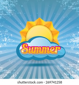 beautiful summer illustrations . vector summer label on grunge background. summer icon with sun. vintage summer poster template
