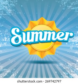 beautiful summer illustrations . vector summer label on grunge background. summer icon with sun. vintage summer poster template
