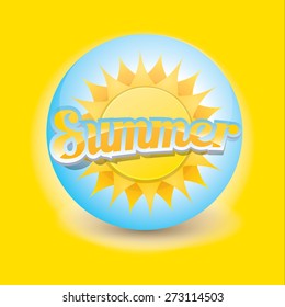 beautiful summer illustrations . vector summer label on orange background. summer icon with sun.  summer poster template