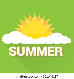 beautiful summer illustrations . vector summer label. summer icon with sun and clouds.