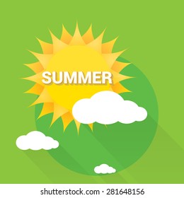 beautiful summer illustrations . vector summer label. summer icon with sun and clouds.