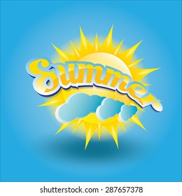 beautiful summer illustrations . vector summer label. summer icon with sun. Stylized design element. Background design for banner, poster, flyer, cover, brochure. Logo design.