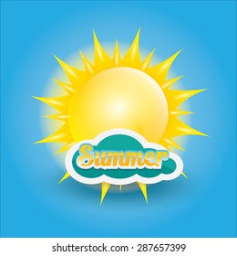 beautiful summer illustrations . vector summer label. summer icon with sun. Stylized design element. Background design for banner, poster, flyer, cover, brochure. Logo design.