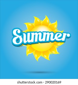 beautiful summer illustrations . vector summer label. summer icon with sun. Stylized design element. Background design for banner, poster, flyer, cover, brochure. Logo design.
