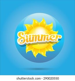 beautiful summer illustrations . vector summer label. summer icon with sun. Stylized design element. Background design for banner, poster, flyer, cover, brochure. Logo design.