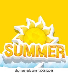 beautiful summer illustrations . vector summer label. summer icon with sun. Stylized design element. Background design for banner, poster, flyer, cover, brochure. Logo design.
