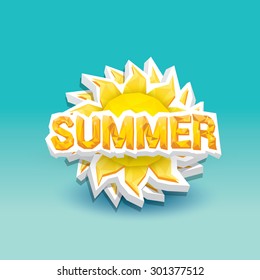 beautiful summer illustrations . vector summer label. summer icon with sun. Stylized design element. Background design for banner, poster, flyer, cover, brochure. Logo design.