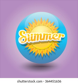 beautiful summer illustrations . vector summer label. summer icon with sun. Stylized design element. Background design for banner, poster, flyer, cover, brochure. Logo design.
