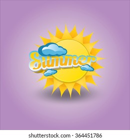 beautiful summer illustrations . vector summer label. summer icon with sun. Stylized design element. Background design for banner, poster, flyer, cover, brochure. Logo design.