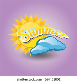 beautiful summer illustrations . vector summer label. summer icon with sun. Stylized design element. Background design for banner, poster, flyer, cover, brochure. Logo design.