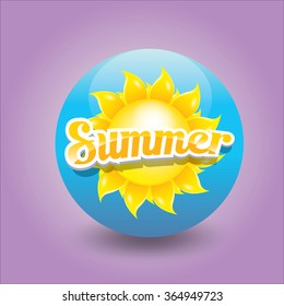 beautiful summer illustrations . vector summer label. summer icon with sun. Stylized design element. Background design for banner, poster, flyer, cover, brochure. Logo design.
