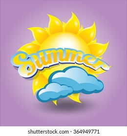 beautiful summer illustrations . vector summer label. summer icon with sun. Stylized design element. Background design for banner, poster, flyer, cover, brochure. Logo design.
