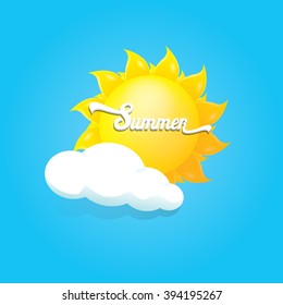 beautiful summer illustrations . vector summer label. summer icon with sun. Stylized design element. Background design for banner, poster, flyer, cover, brochure. Logo design.